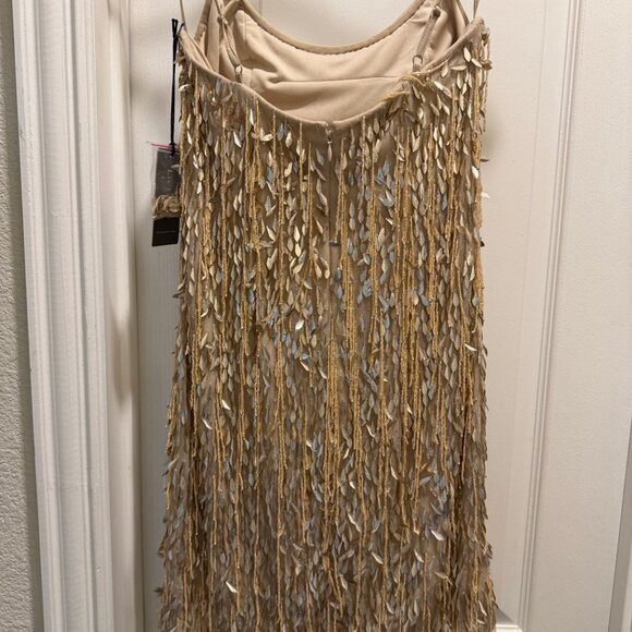 Liv Foster Gold Beaded Scoop Neck Mini Dress Size 6 NWT - Picture 8 of 12